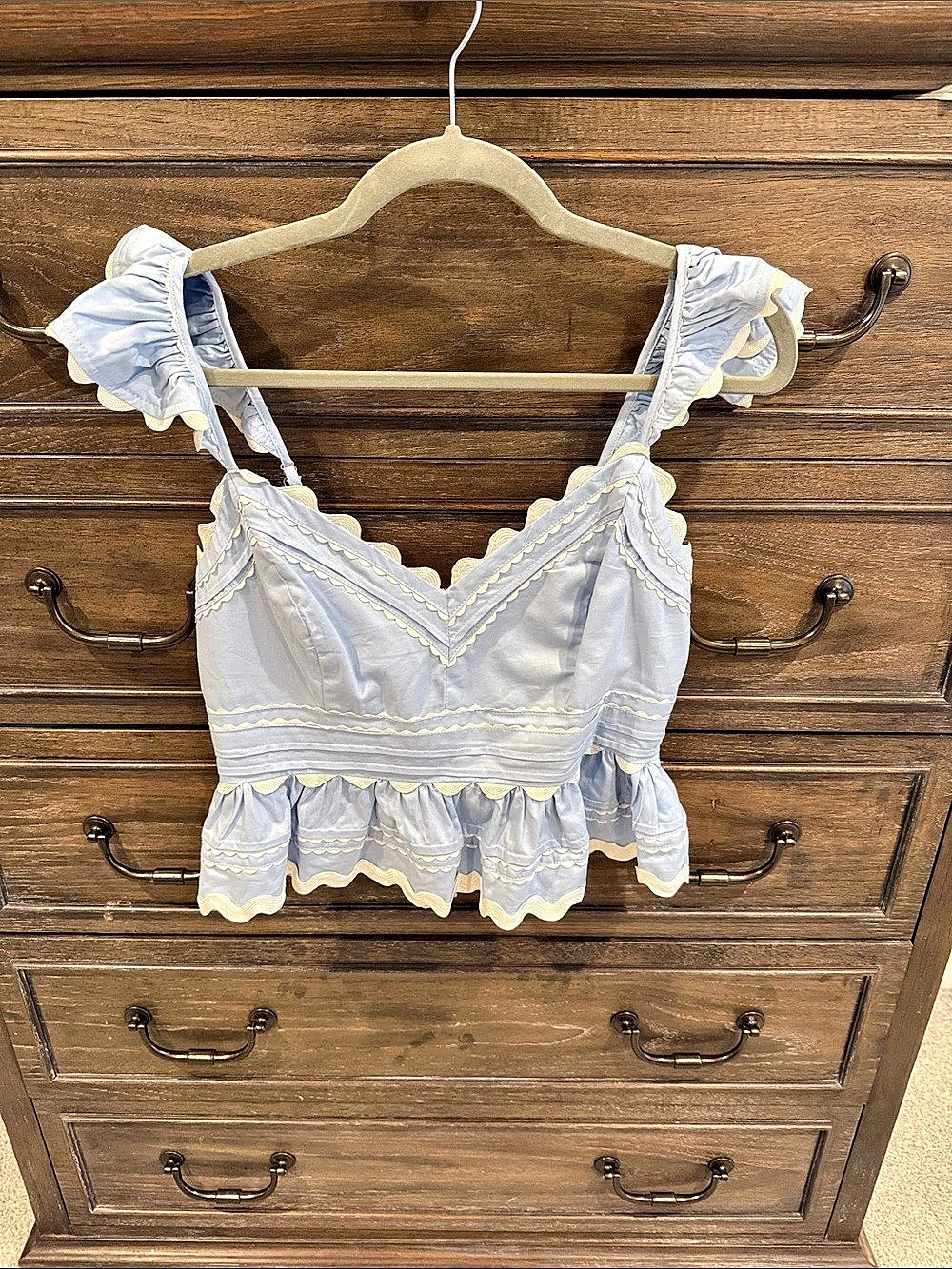 Sofie the Label Blue & White Crop Top Size Medium Like New